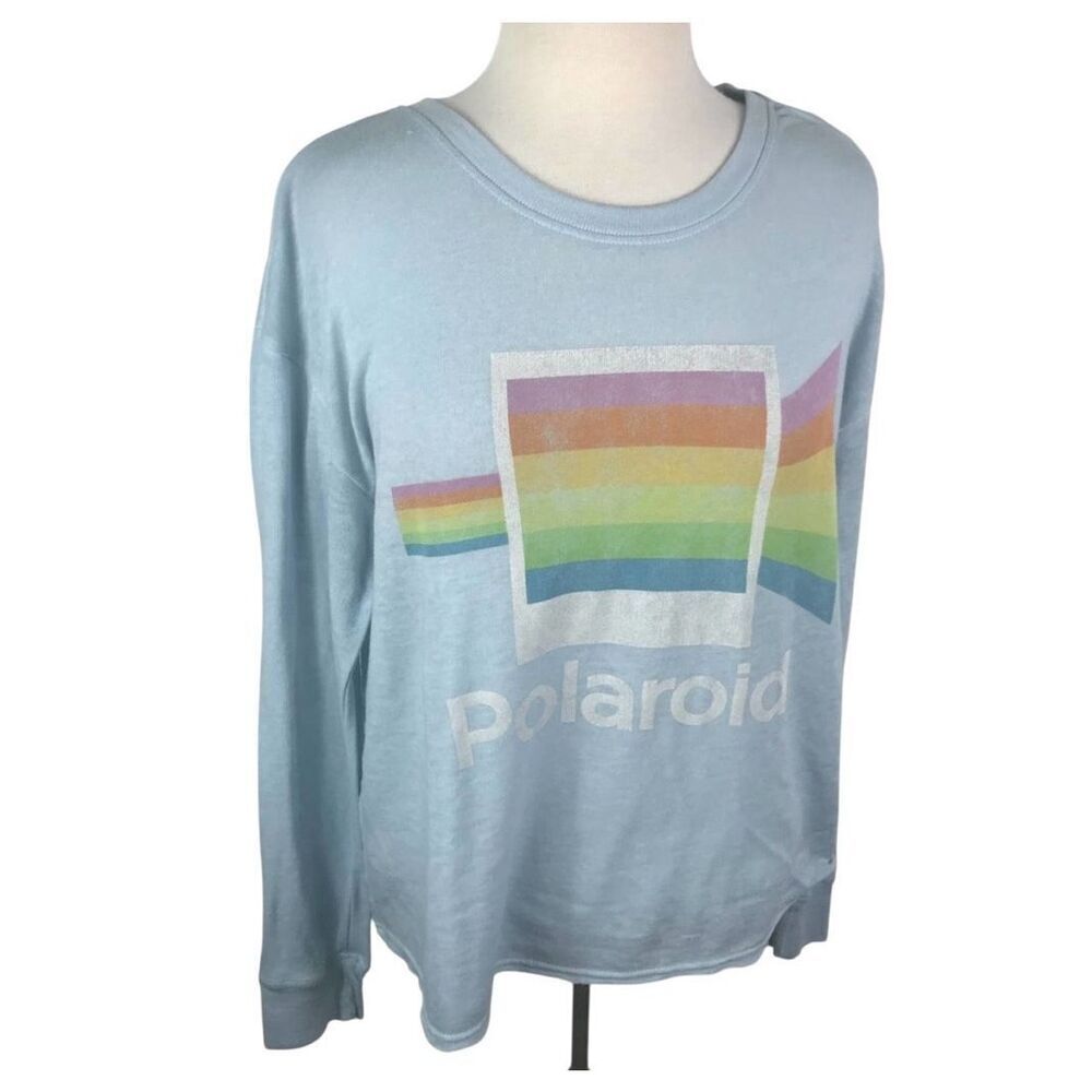 ✨Polaroid Blue Retro Light Crewneck Sz XL Blue Sweatshirt✨ - Picture 3 of 11